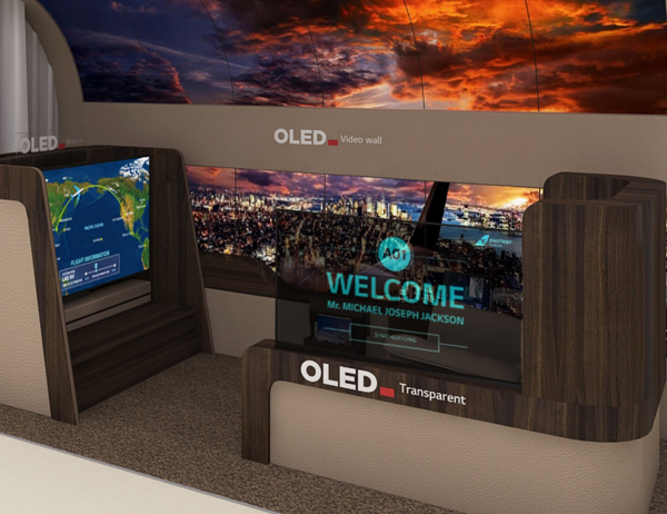 LG디스플레이가 CES2020에서 OLED마케팅에 적극적으로 나선다. 사진은 OLED로 구성한 항공기 일등석의 모습 (사진=LG디스플레이 제공)