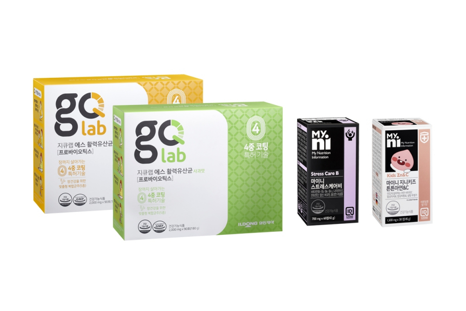 일동제약 건강기능식품 브랜드 ‘마이니(MyNi)’와 ‘지큐랩(gQlab)’ .