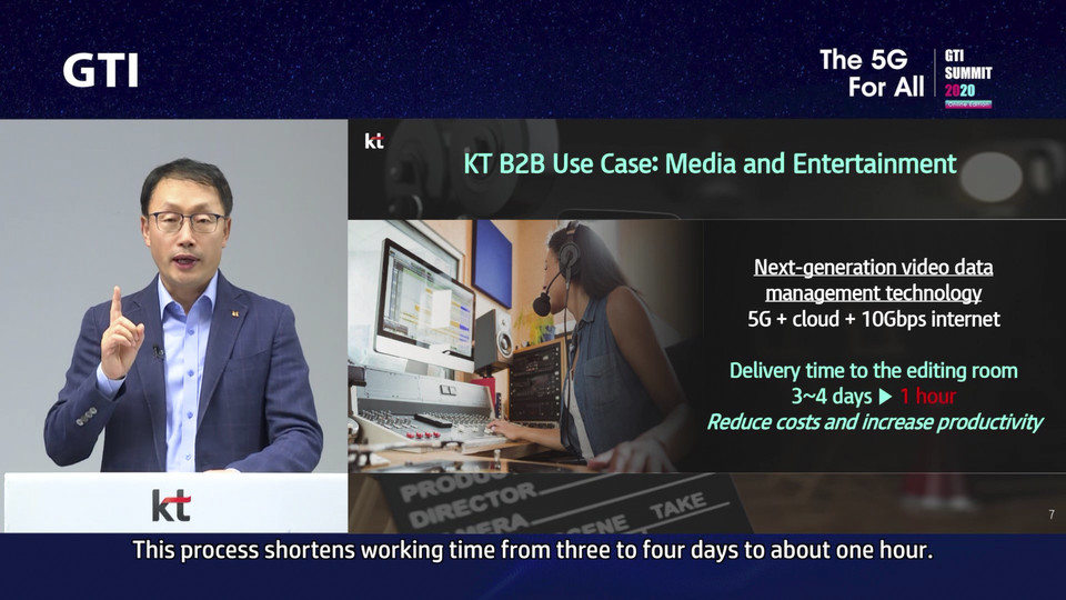 구현모 대표는 세계 최초 5G를 주도해온 차별화된 기술력과 다양한 적용사례를 발굴해온 노하우를 바탕으로 KT가 5G B2B 영역의 무한한 가능성을 실현해 보이겠다고 밝혔다. 사진=KT
