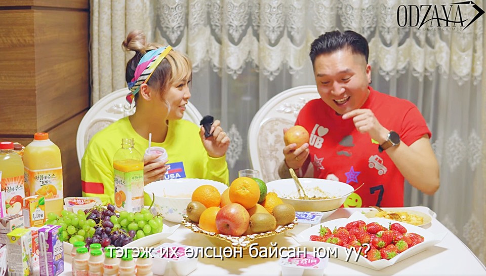 몽골 인플루언서 Odzaya 연계 신선과일 홍보 장면. 한국농수산식품유통공사