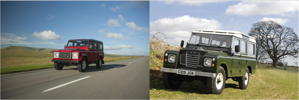 2012년식 디펜더 110과 1984년식 랜드로버 시리즈3. 사진=재규어 랜드로버 코리아