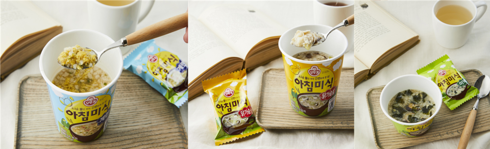 왼쪽부터 아침미식 계란, 아침미식 닭가슴살, 아침미식 미역 사진=(주)오뚜기