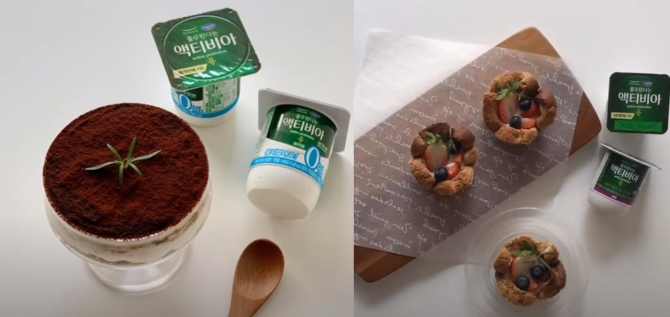 커피와 함께 홈카페 분위기 물씬 ‘액티비아 요거트 컵케이크’ & ‘티라미수’ 사진=풀무원다논