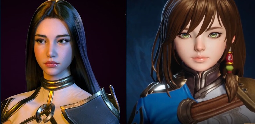 블레이드 앤 소울 캐릭터 모델링 비교. 왼쪽은 홍보 영상, 오른쪽은 실제 인게임 플레이 화면 [사진=엔씨소프트·블레이드앤소울 인벤]