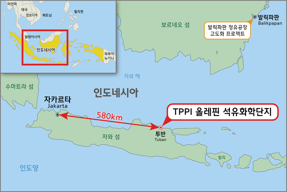 인도네시아 TPPI 석유화학단지 위치도 [사진=현대엔지니어링]