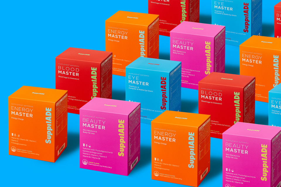 에너지·아이(눈) ·뷰티·블러드(혈액순환) 네 가지 맛의 제품은 1일 1회 물에 타서 섭취하면 된다. [사진=다다엠앤씨]