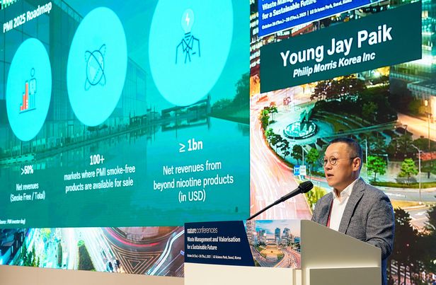 백영재 한국필립모리스 대표가 자사의 ESG활동을 소개하고 있다. [사진=한국필립모리스]
