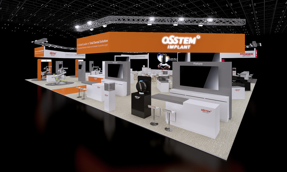 IDS 2023 오스템임플란트 전시 부스 렌더링 이미지  [사진=오스템임플란트] 