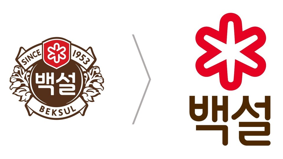 기존 백설 로고(좌측)와 리뉴얼한 신규 로고(우측) [사진=CJ제일제당]