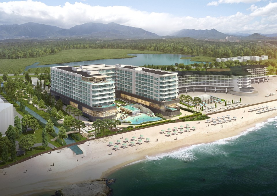 이랜드파크가 강원도 고성군에 건축 중인 그랜드켄싱턴 설악비치 조감도 [사진=이랜드] 