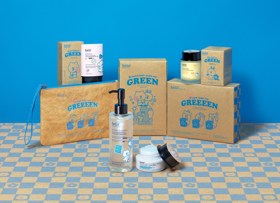  LG생활건강 ‘빌리프(belif)’에서 세계 환경의 날을 맞아 ‘IPX(구 라인프렌즈)’와 협업한 ‘빌리프 라인프렌즈 에코 에디션’ 4종을 선보였다.