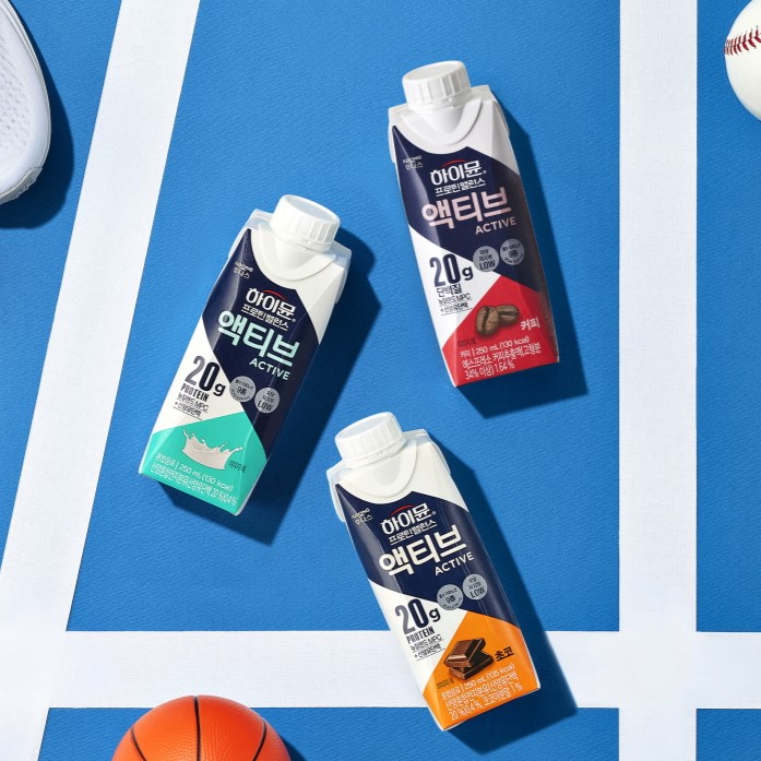 하이뮨 액티브 시리즈, 아래서부터 초코맛, 오리지널, 커피맛이다. [사진=일동후디스]