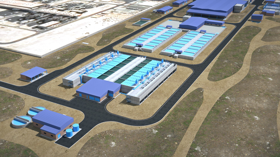 GS건설은 자회사인 GS이니마가 UAE 수·전력공사(EWEC)가 발주한 한화 약 9200억 원 규모의 슈웨이하트(Shuweihat) 4 해수담수화사업을 수주했다. 사진은 UAE 슈웨이하트 4 해수담수화사업 조감도 [사진=GS건설] 