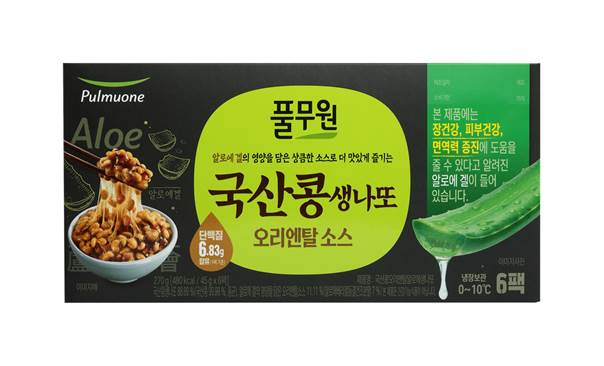 풀무원식품은 국내산 1등급 콩에 기능성 원료 알로에 겔을 넣어 장 건강에 도움을 줄 수 있는 신제품 ‘국산콩 오리엔탈 알로에 생나또’를 출시했다고 24일 밝혔다. [사진=풀무원] 