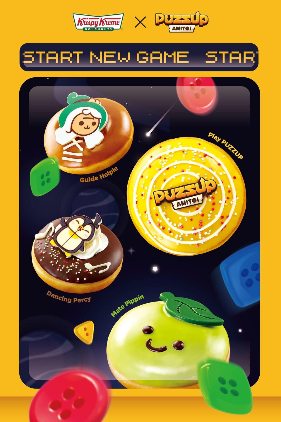 롯데GRS가 운영하는 도넛 프랜차이즈 브랜드 크리스피크림도넛이 최근 인기 신규 게임 퍼즈업 아미토이와 컬래버 신제품을 출시했다. [소비자경제=김연주 기자]