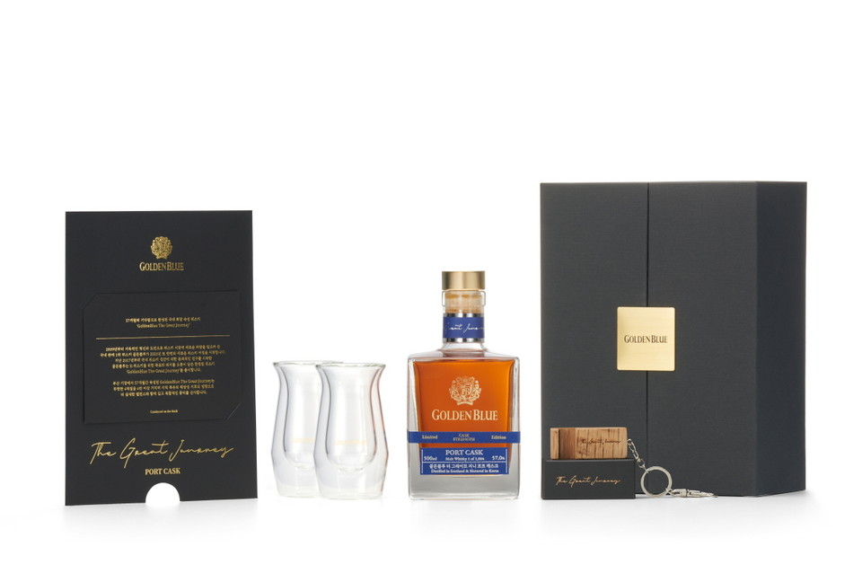 K-주류 문화를 선도하는 골든블루는 국산 위스키 생산을 위한 위대한 여정의 2번째 시리즈 ‘골든블루 더 그레이트 저니 포트 캐스크’를 오는 22일 출시한다. [사진=골든블루]