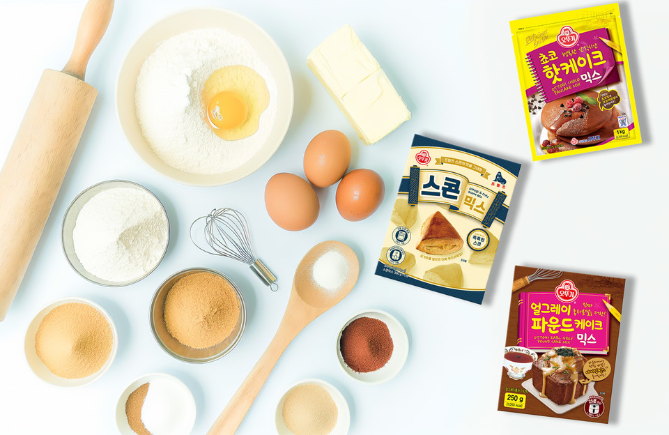 오뚜기가 출시한 홈베이킹 프리믹스 제품들 [사진=오뚜기] 