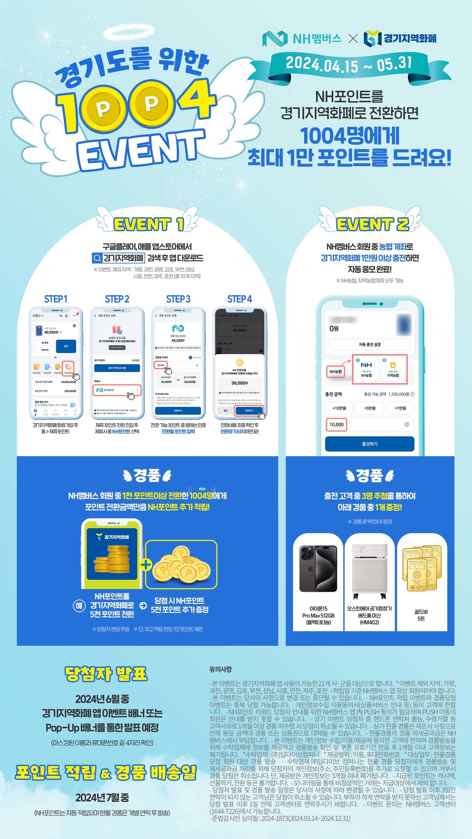 NH농협은행은 경기지역화폐와의 포인트 연계를 기념해 다음달 31일까지 푸짐한 경품을 제공하는 이벤트를 진행한다. [사진=NH농협은행]