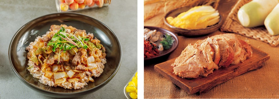 한돈의 안심, 앞다리살, 뒷다리살에도 트립토판이 풍부하게 함유되어 있어 덮밥, 수육 등 다양한 요리로 활용해 섭취할 수 있다. (한돈자조금 제공)