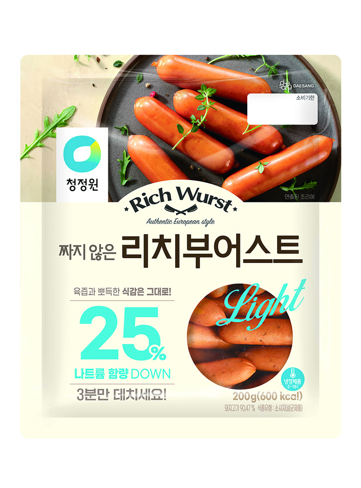 대상 청정원dl 프리미엄 소시지 브랜드 ‘리치부어스트(RICH WURST)’의 저나트륨 신제품 ‘짜지 않은 리치부어스트’를 출시했다. (사진=청정원 제공) 